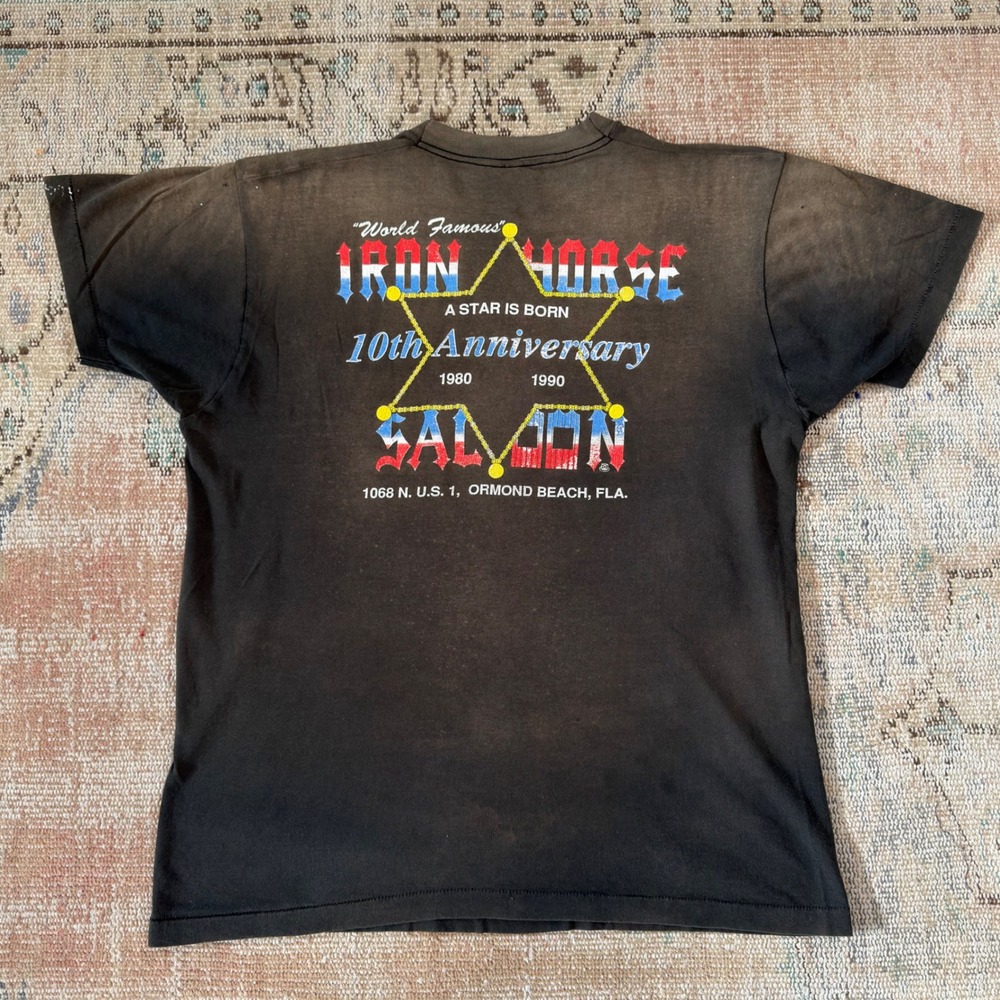Vintage 1990 Iron Horse Saloon T Shirt Fruit of the Loom Biker Pocket Tee XL - Picture 3 of 6